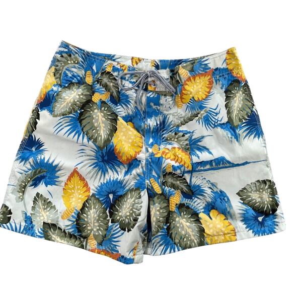 Nautica Swim Trunks Men 34 Leaf Hawaiian Island Tropical Print 5.5" Inseam - Picture 1 of 14